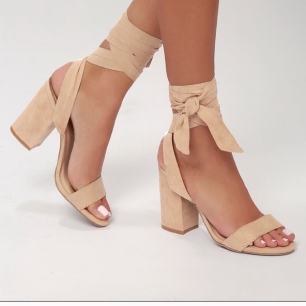 LuLu's Sued Tie Up Heels